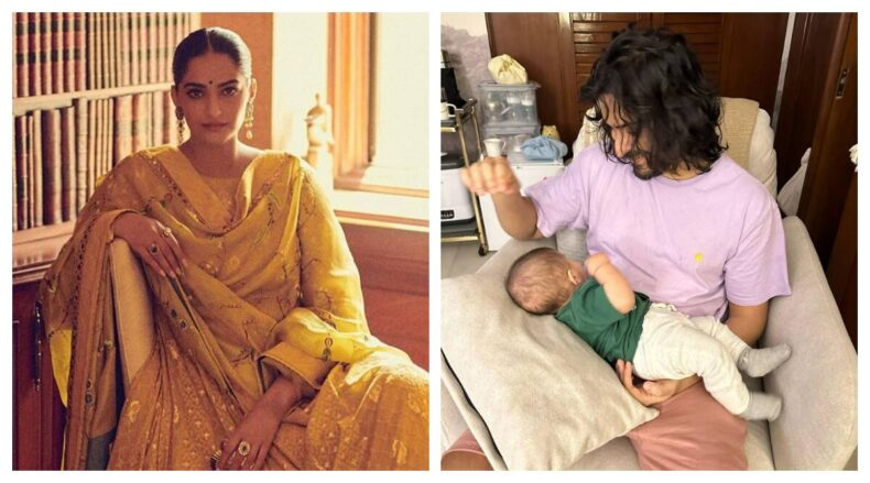 Harshvardhan holds Sonam's baby boy