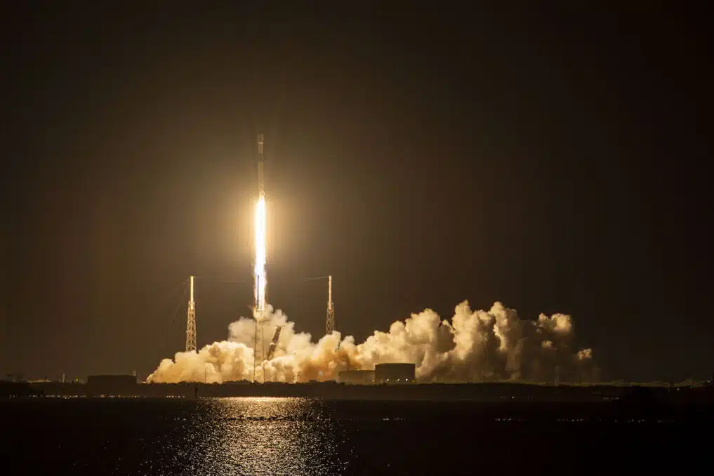 SpaceX initiating the launch of satellite