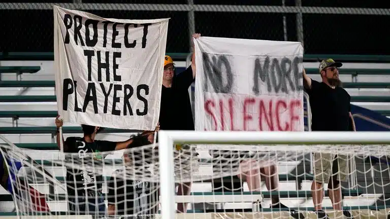 protest against misconduct in women soccer