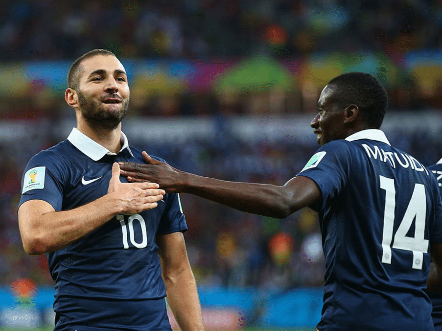 Karim Benzema and Blaise Matuidi celebrating
