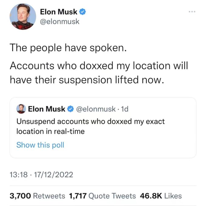 Elon Musk tweet screenshot