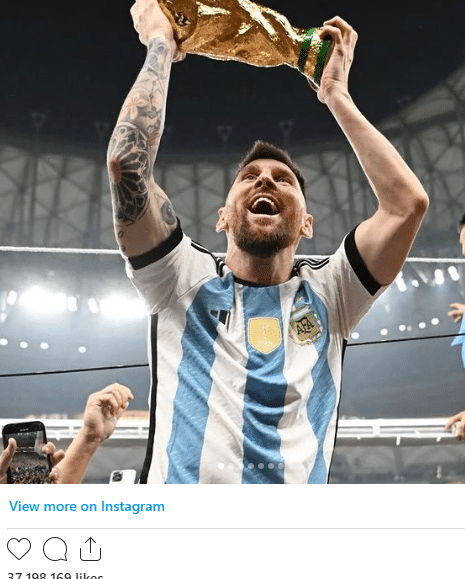 Instagram account of Lionel Messi