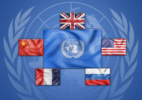 The 5 permanent members of the UNSC: - the U.K., the U.S.A., Russia, France and China