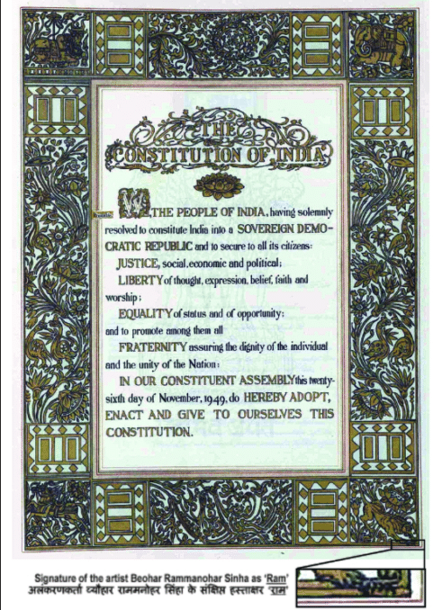 The preamble of the Constitution of India