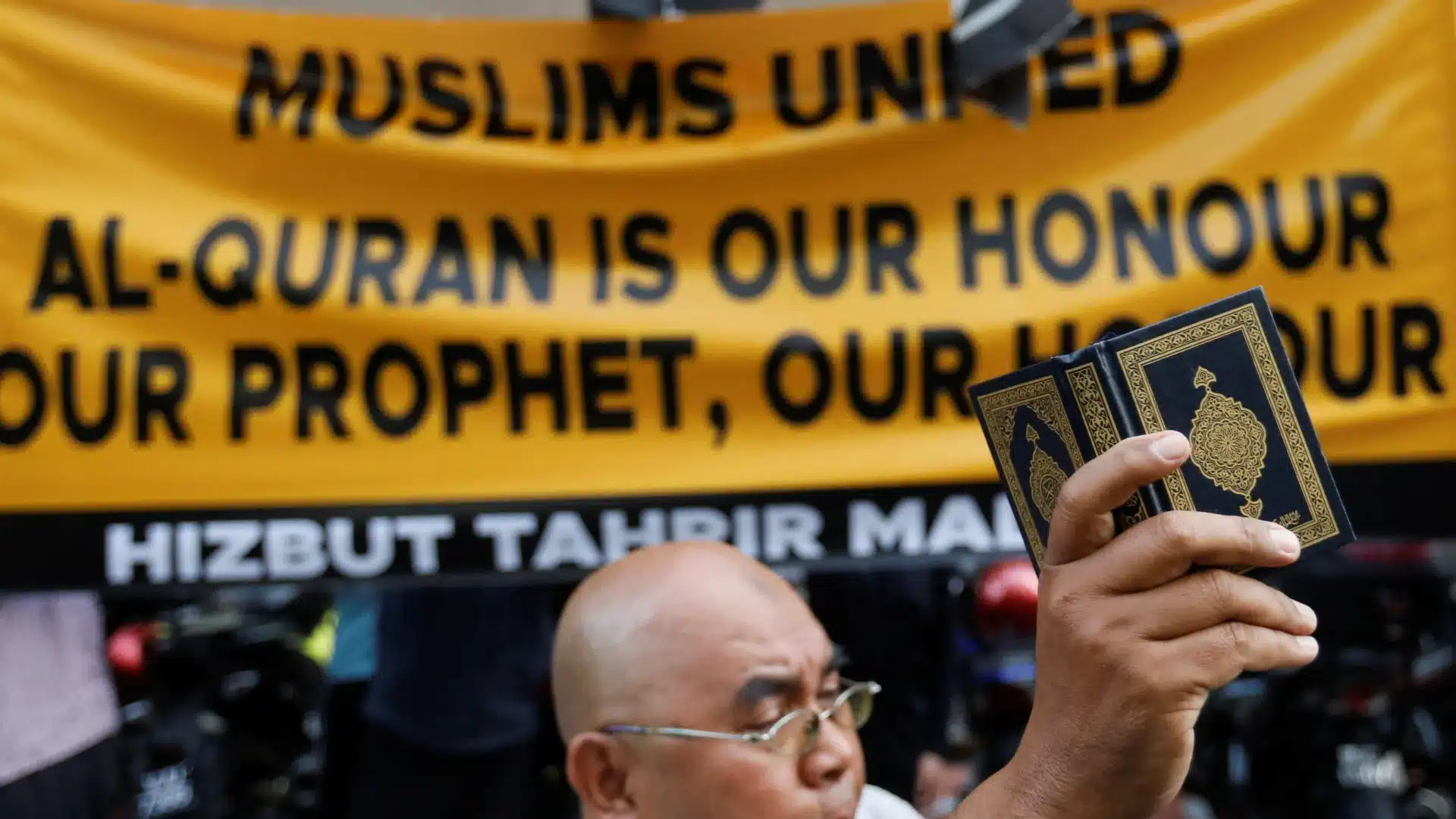 Protests in Kuala Lumpur condemning the burning of the Quran in Stockholm;