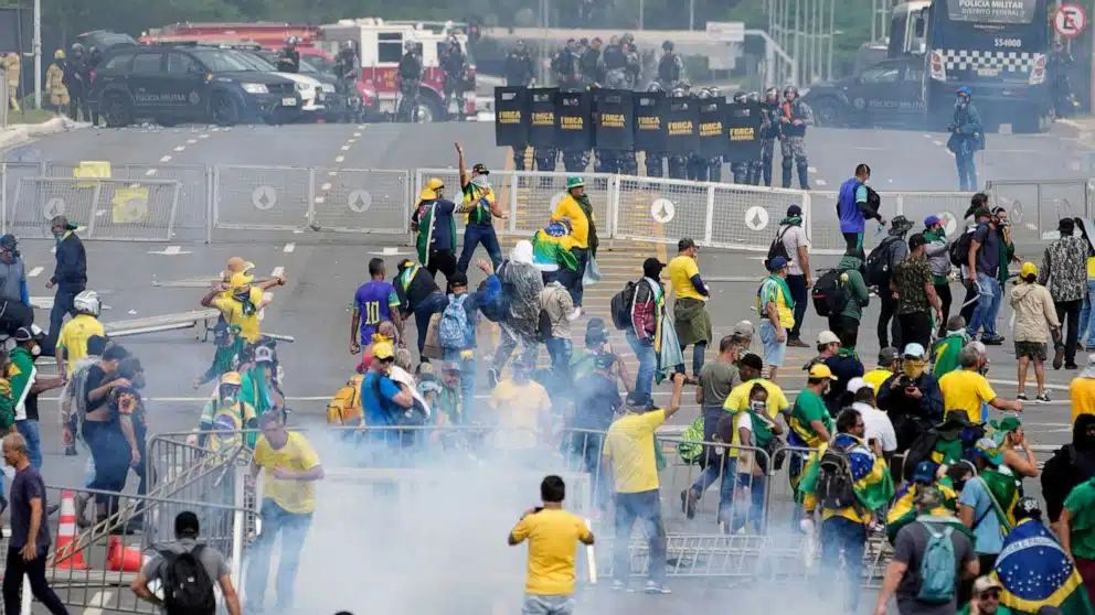 protestors in brazil in support of ex leader Bolsonaro