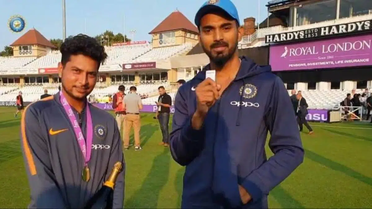 Team India's Kuldeep Yadav and KL Rahul during the ODI Series
