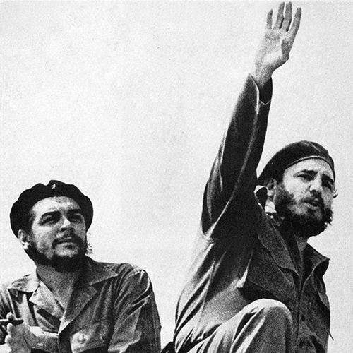 Fidel Castro (R) with Che Guevara (L)  during the  Cuban Revolution