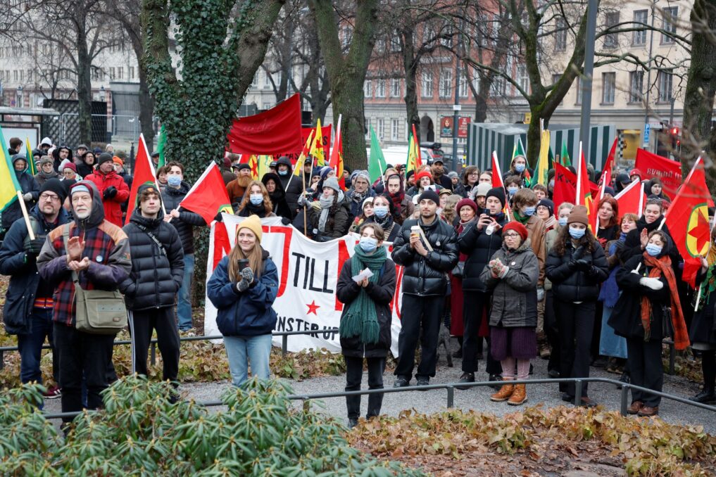Pro Kurdish Protesters, demonstrating in front of Turkish Embassy in Sweden 