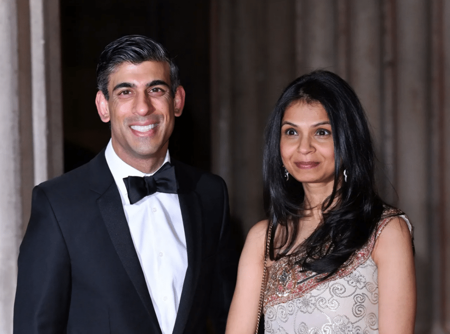 Prime Minister of UK Rishi Sunak and his wife Akshata Murthy