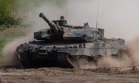Germany agrees to provide Ukraine with Leopard 2 tanks amidst Russia-Ukraine War. Image source: The Guardian
