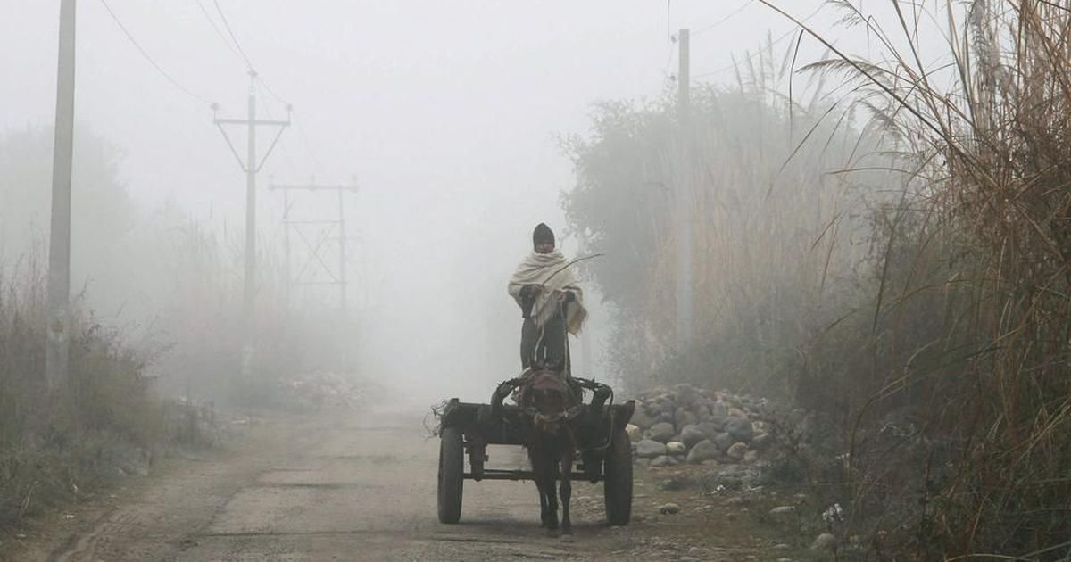 A Person rides a cart in Cold