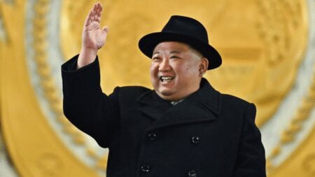 Kim Jong Un at the military day parade