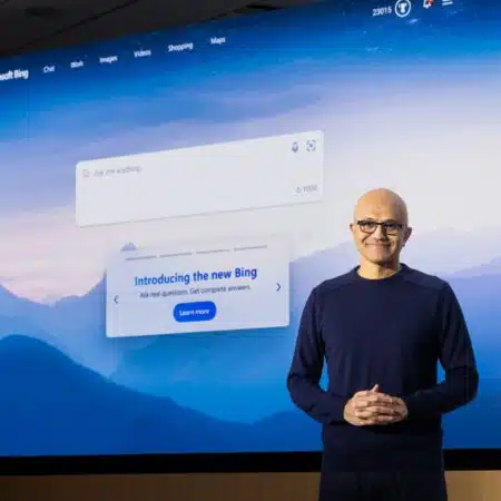 Satya Nadella, Chairman and CEO of Microsoft, introducing the new Bing powered by "next-generation" ChatGPT