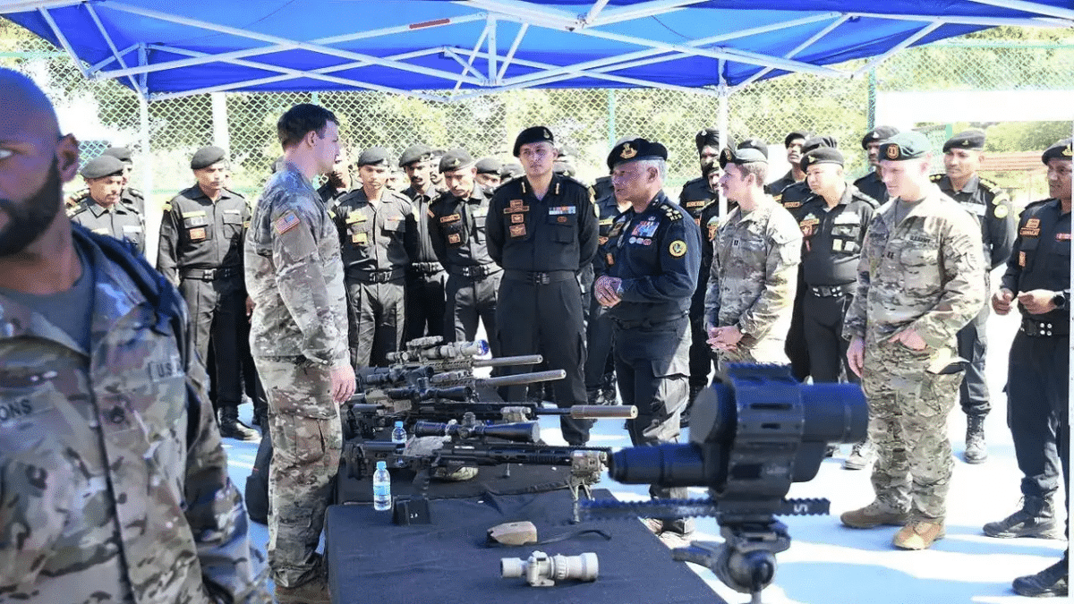 Officers of both countries interacting with each other                                                           