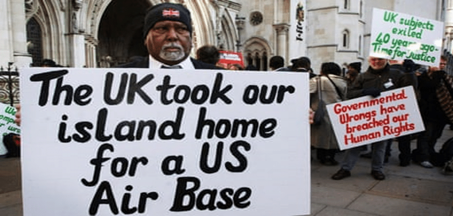 Chagossian people protesting in the UK.