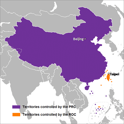 Map of China including Taiwan