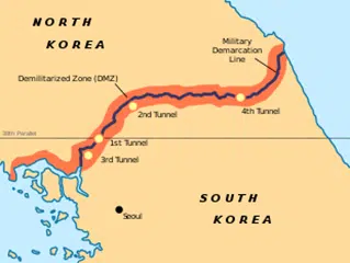 A map of North Korea and South Korea