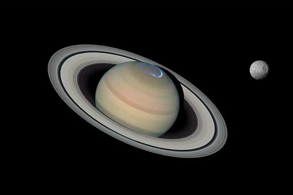 ESA Science & Technology - Annotated image of Saturn's rings and moons