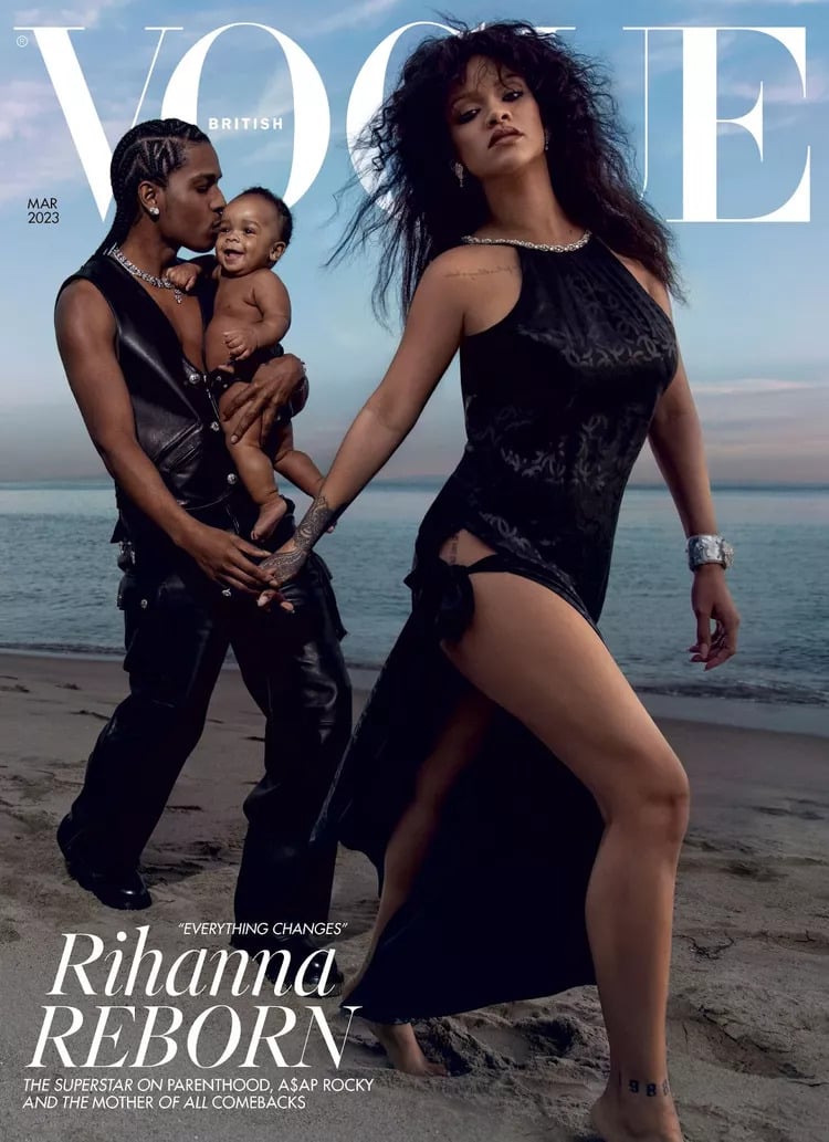 rihanna british vogue magazine cover with asap rocky and her son