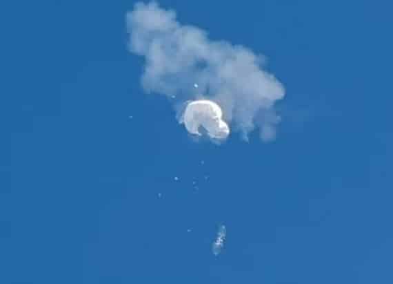 Chinese balloon shot by U.S. F-22 fighter plane 