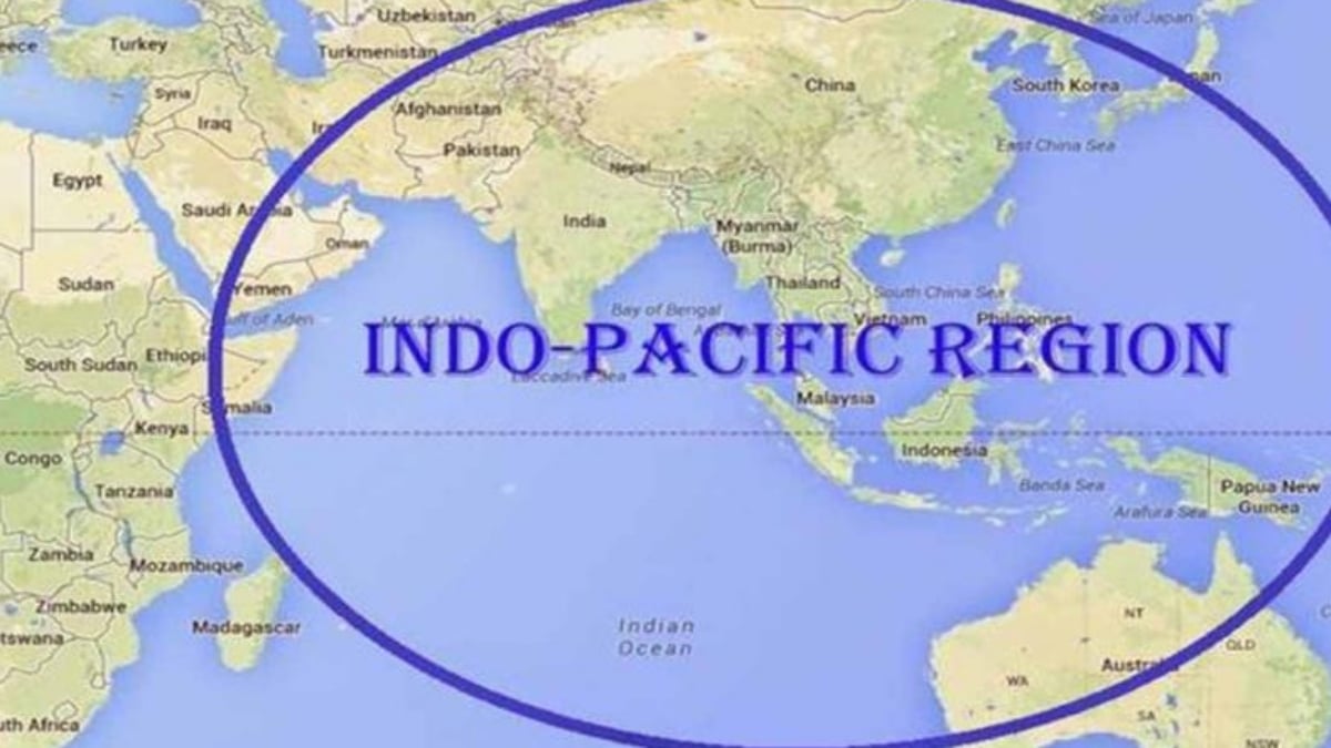 Indo Pacific Region on World Map.