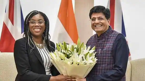 Union Minister of Commerce and Industry Piyush Goyal in a meeting with UK Secretary of State for International Trade Kemi Badenoch, in New Delhi