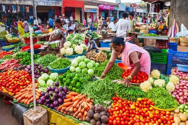 Scene of an Indian vegetable market. Getty Images 
