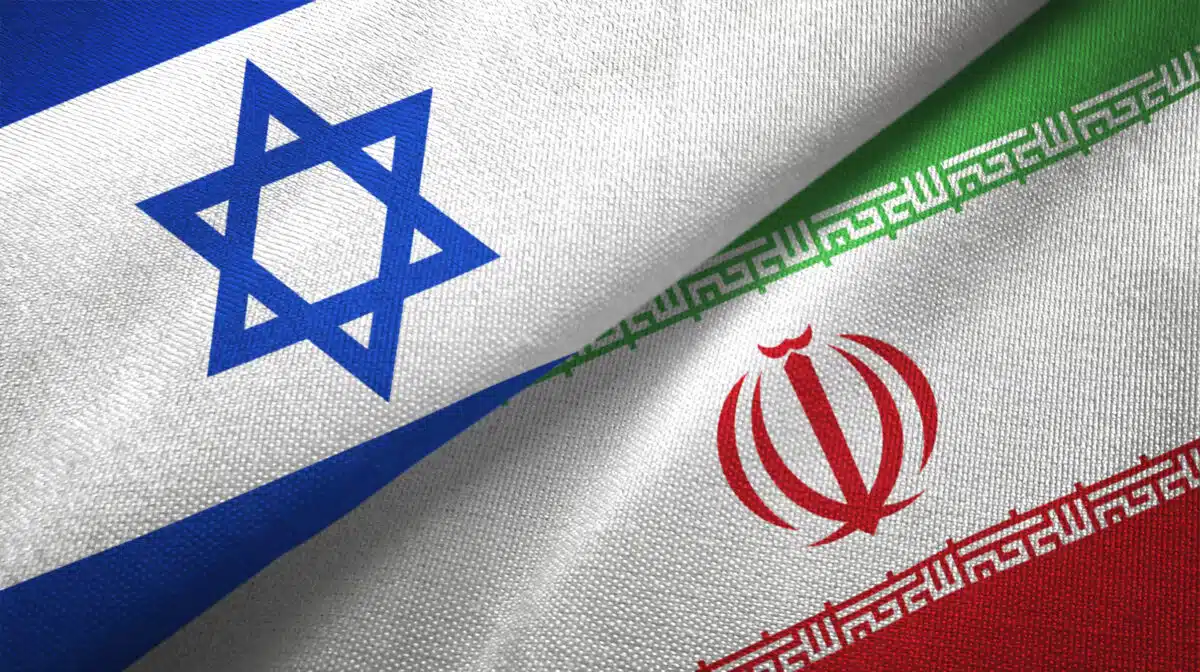 The Israeli and Iranian Flags respectively. 