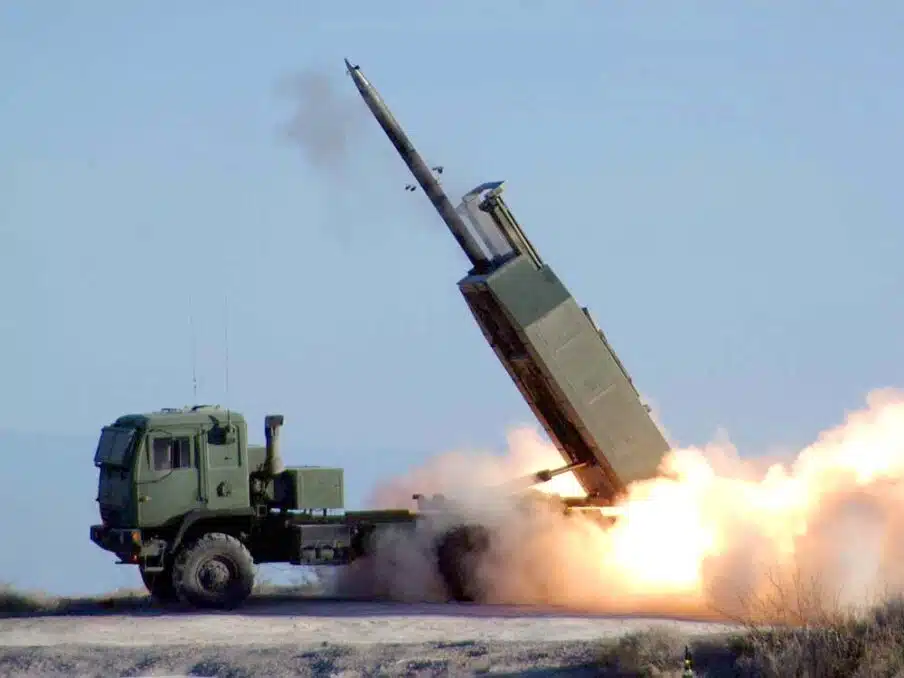 A HIMARS firing it's missiles 