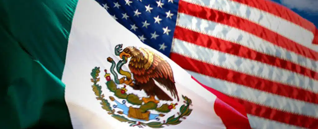 The American and Mexican Flags.