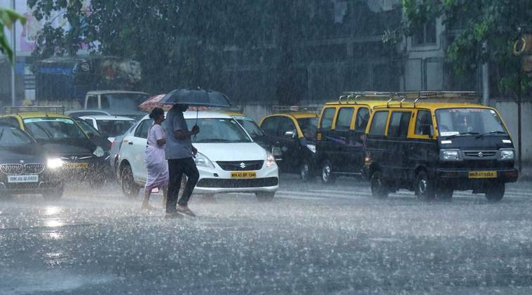 Indian monsoon visible on the roads
