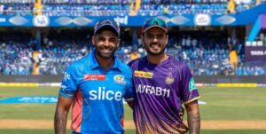 Surya Kumar Yadav and Nitish Rana posing after toss. Picture Credit: BCCI