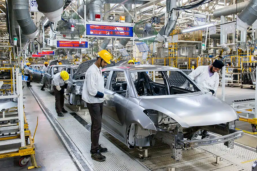An automobile manufacturing plant in India
