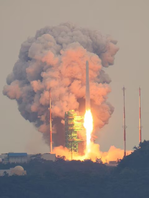 South Korea launched its homegrown Nuri rocket on Thursday at the Naro Space Center in Goheung.