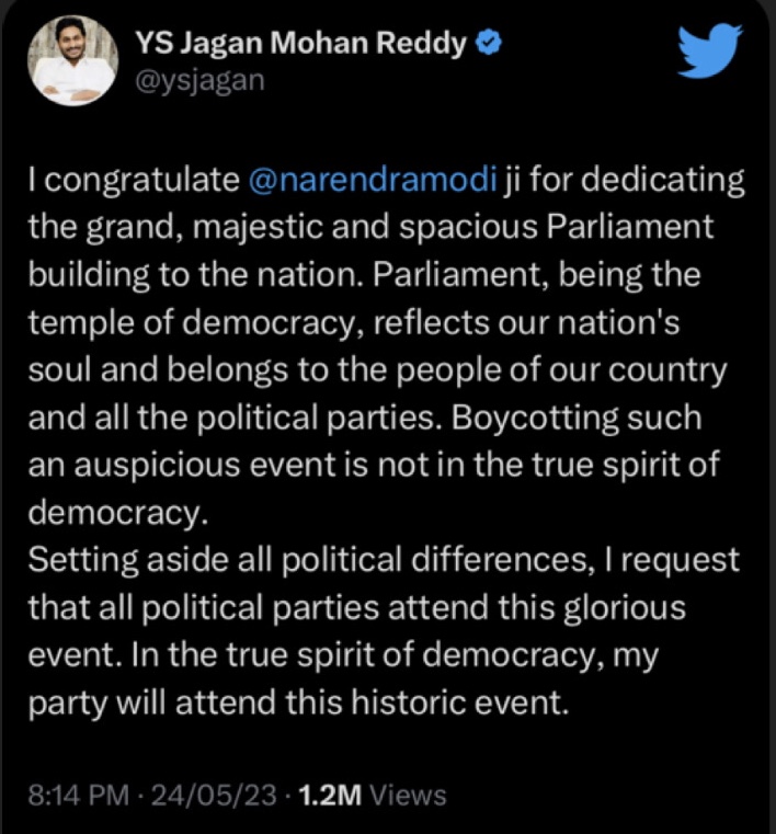 The tweet by Andhra CM