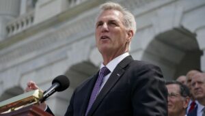 Kevin McCarthy giving a press conference outside U.S. Capitol