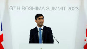 UK Prime Minister Rishi Sunak at G7 Press Conference.