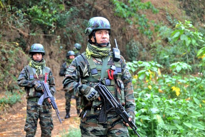 Indian Army patrols Manipur.