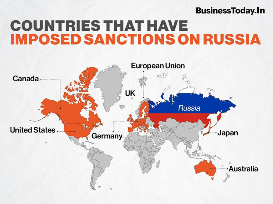 Sanctions imposed by various countries on Russia