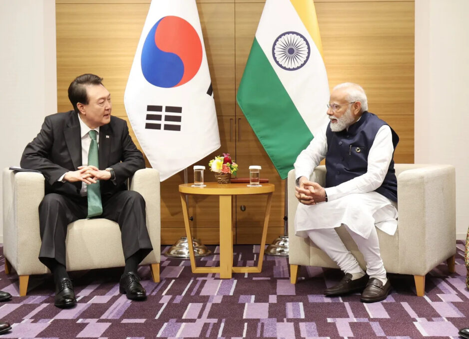PM Narendra Modi with South Korean President Yun Suk Yeol during a meeting, in Hiroshima, Japan on May 20, 2024.