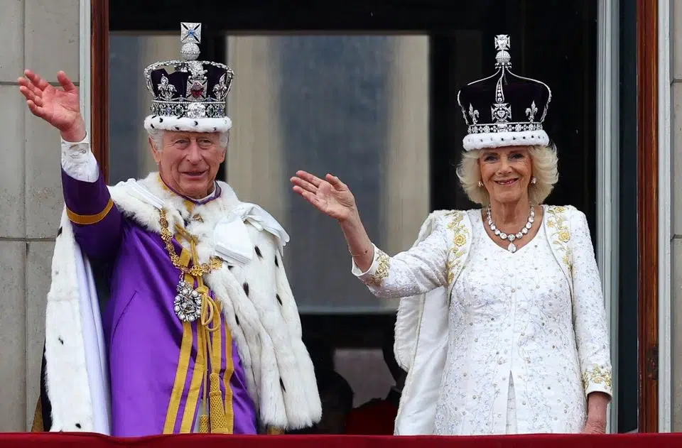 King Charles 3 and Queen Camilla at the coronation. 