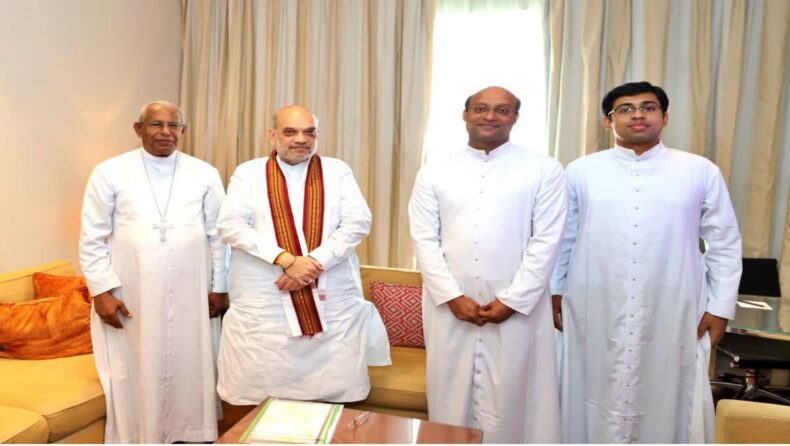 Amit Shah meets Archbishop Thazhath during Kerala Visit
