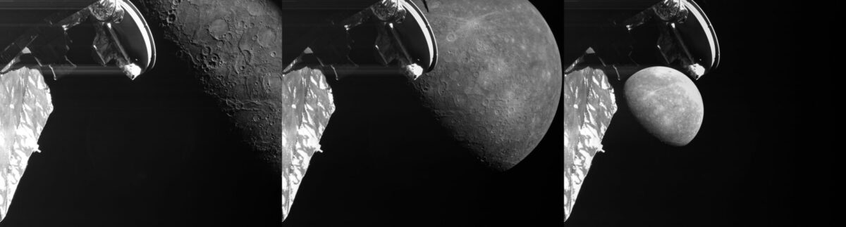 Few of the images captured by BepiColombo