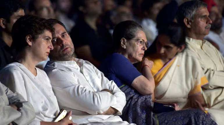 Congress Leaders Rahul Gandhi, Priyanka Gandhi, and UPA Chairperson Sonia Gandhi discussing during Congress Parliamentary Session.