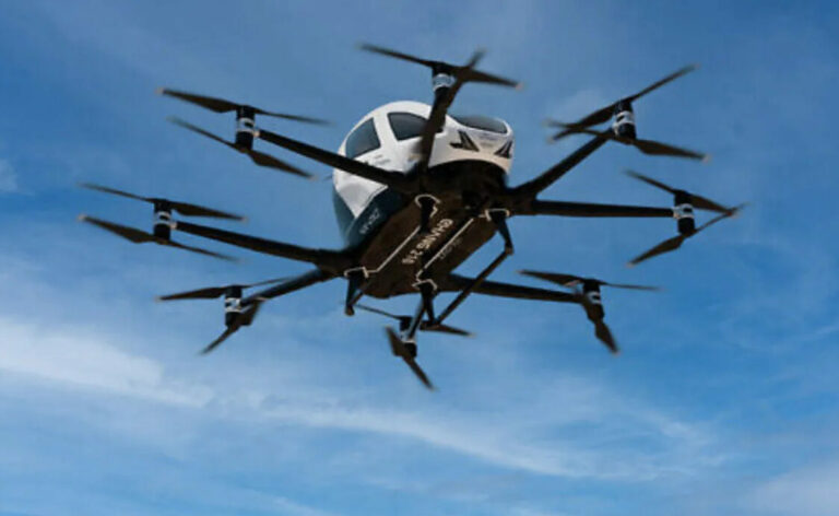 Israel tests first autonomous flying taxi. Image posted on Twitter by @ChildrenofPeace.