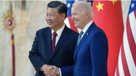 China's President Xi Jinping with US President Joe Biden