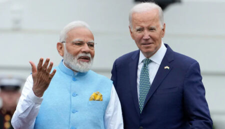 The Image of the Prime Minister Narendra Modi and the President of the United States Mr. Joe Biden