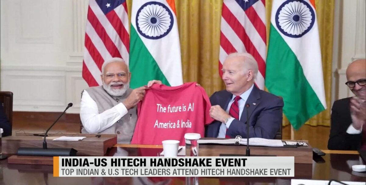 PM Modi and Joe Biden at India- US- Hi-Tech- Handshake event.