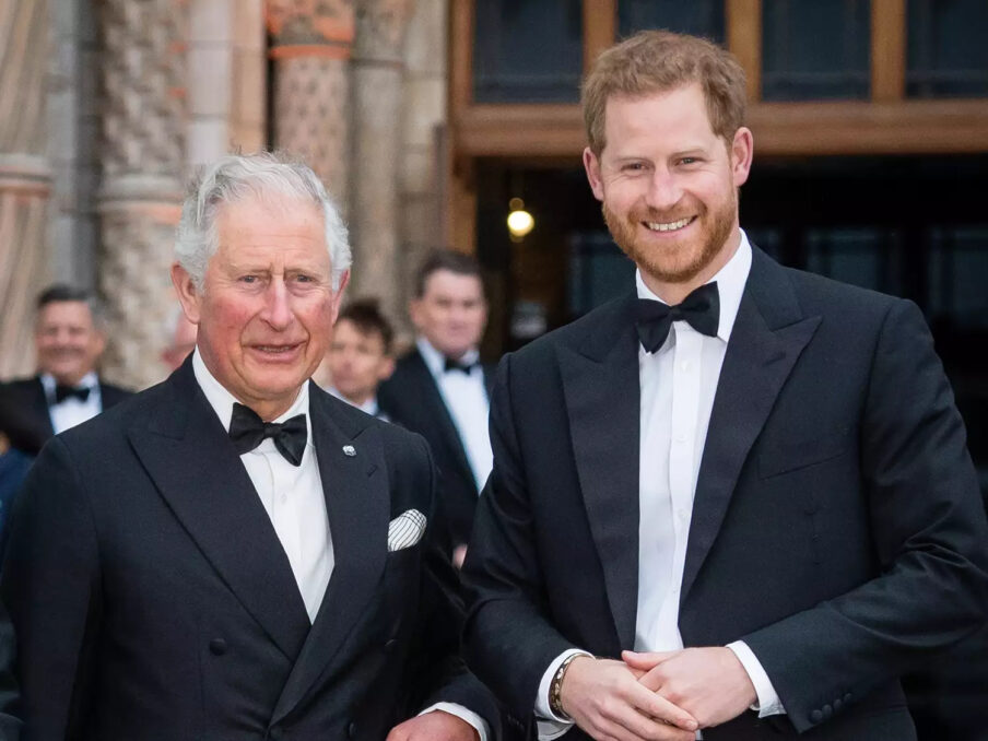 King Charles (left) with his son, Prince Harry, the Duke of Sussex (right). Pic: WireImage